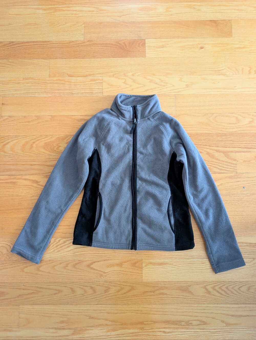 NEW Merona Womens Full Zip Colorblock Gray Black Activewear Fleece Jacket XS